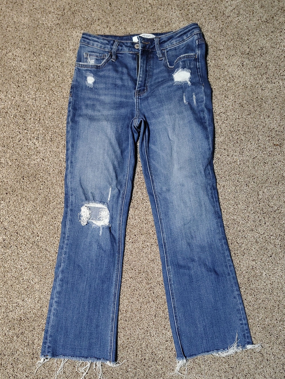 Distressed Blue Women's Flare Jeans - Casual Wide Leg